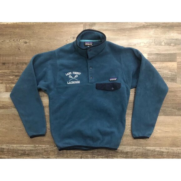 Patagonia Mens Small Blue Synchilla Pullover Jacket Lake Forest Lacrosse - Picture 1 of 5